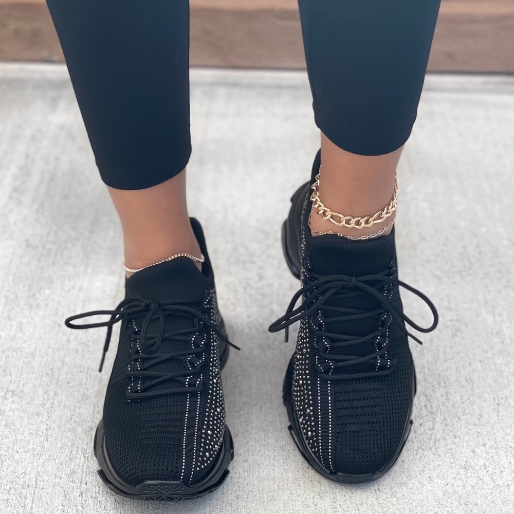 Black Glitzy Rhinestone Embellished FlyKnit - Picture 3 of 10